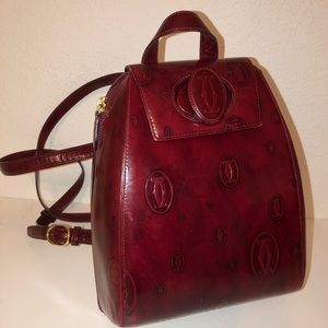 Cartier back pack wine patent leather shoulder bag